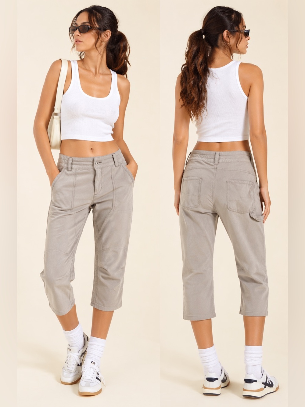 Y2K Columbia Utility Capri Pants Structured Tech Fabric Pockets Carpenter Sz 8